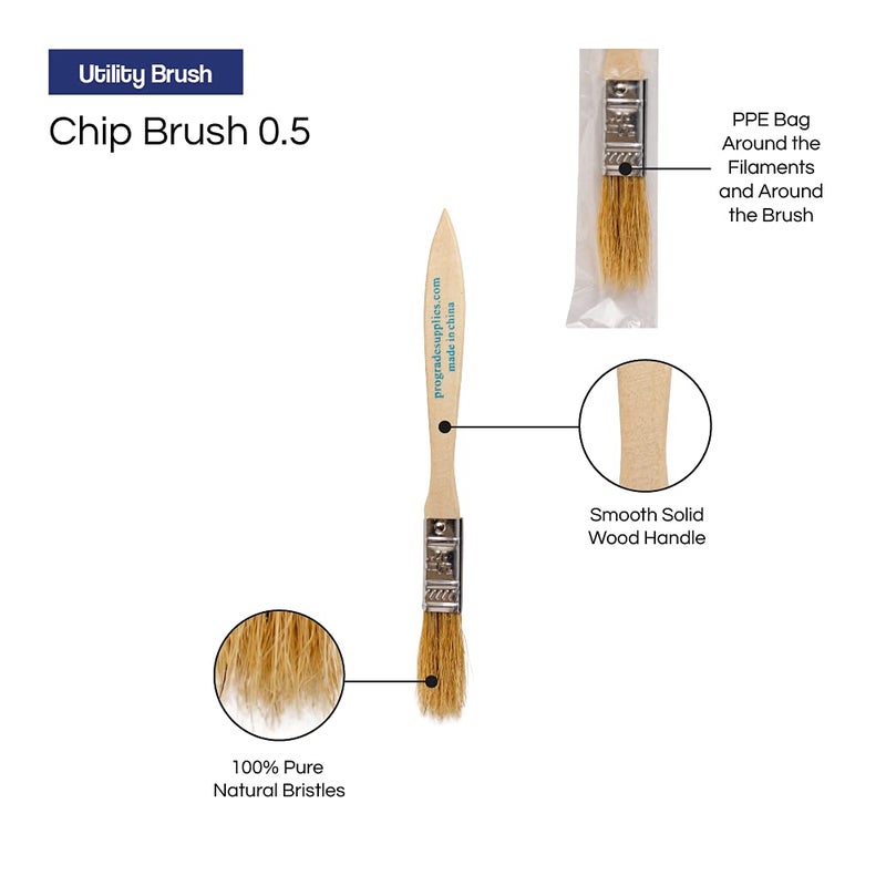 Pro-Grade Pro Grade - Chip Paint Brushes - 24 Ea 1/2 Inch Chip Paint Brush Light Brown - Image 3